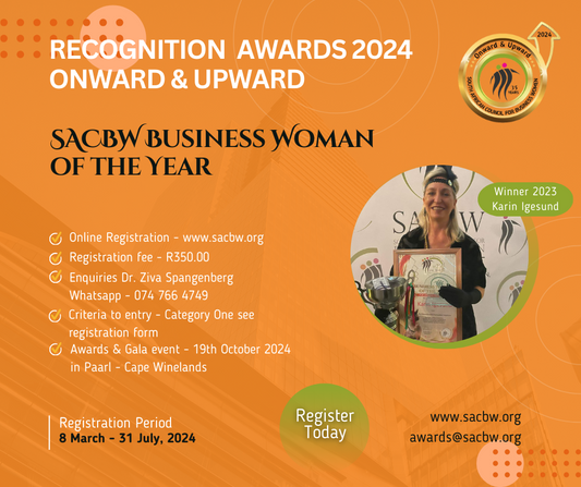 Recognition Awards 2024 Onward & Upward - SACBW Business Woman of the Year 2024